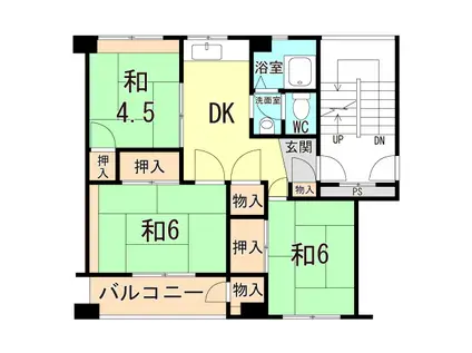 東垂水南(3DK/4階)の間取り写真