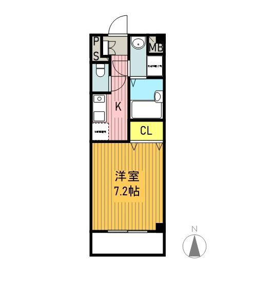 びいⅥ植田(1K/9階)の間取り写真