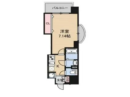 ラグゼ布施駅前(1K/14階)の間取り写真