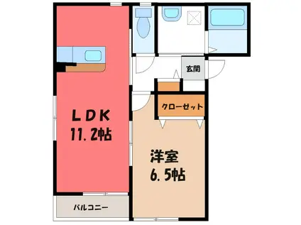 カルミアA(1LDK/2階)の間取り写真