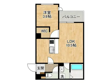 CRECIA片野II(1LDK/1階)の間取り写真