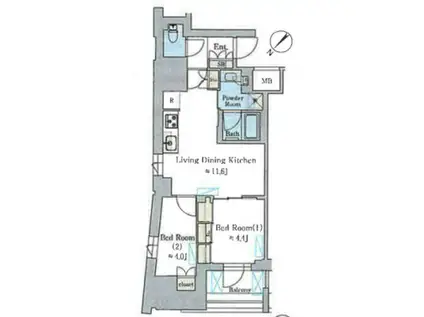 BRILLIA IST 墨田曳舟(2LDK/12階)の間取り写真