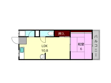 グレーズ鳥見(1LDK/2階)の間取り写真