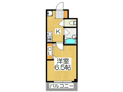 カーサ・デ・古都(1K/3階)の間取り写真