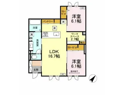 グランソラナ軽井沢(2LDK/1階)の間取り写真