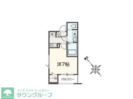 MELDIA大袋(1K/1階)の間取り写真