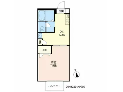 グレース小森野II(1DK/2階)の間取り写真