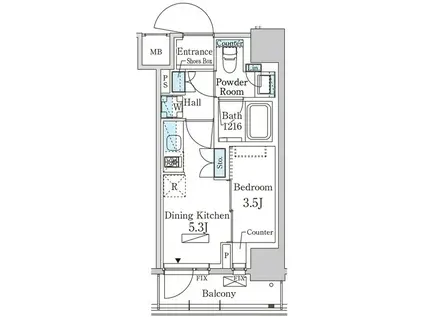 パークアクシス日本橋茅場町ステーションゲート(1DK/4階)の間取り写真