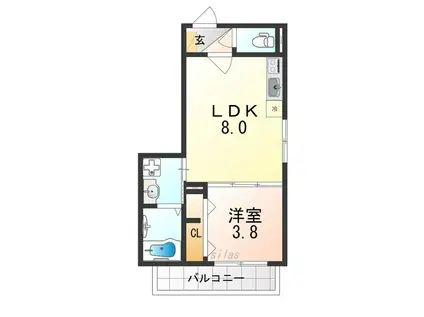 七道ハウス(1LDK/3階)の間取り写真