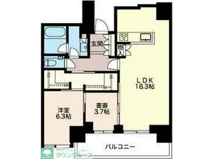 グランドメゾン御園座タワー(1SLDK/16階)の間取り写真