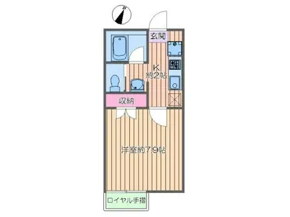 フォレストパークB(1K/2階)の間取り写真