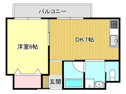 リ・ポーズ21(1DK/6階)の間取り写真