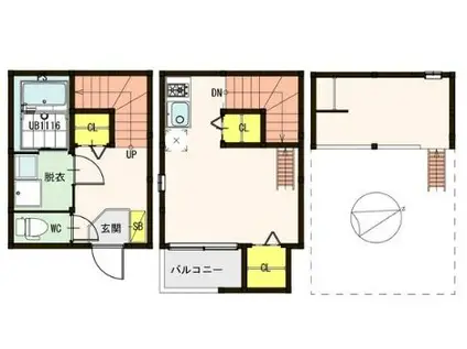 コンフォール仙台若林(1K/1階)の間取り写真