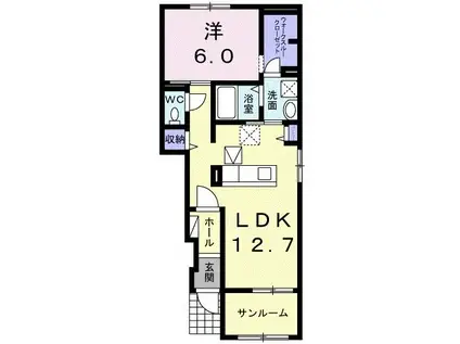 ルラシオンエヌII(1LDK/1階)の間取り写真