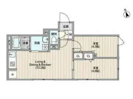 HJクラウンI(2LDK/3階)の間取り写真