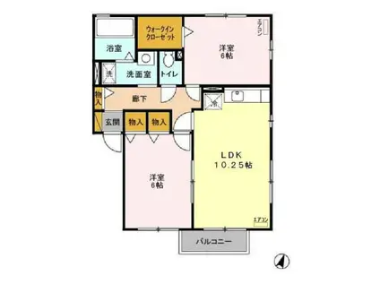 ドミールシャルマンD(2LDK/2階)の間取り写真