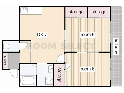 ホワイトハウス(2DK/3階)の間取り写真