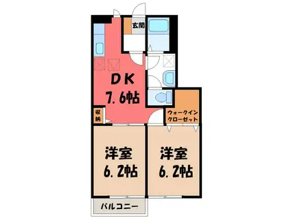 MKマンションPARTII(2DK/1階)の間取り写真