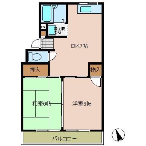 吉村ビル(2DK/2階)の間取り写真