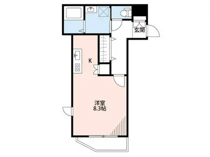 ボヌール北谷(1K/3階)の間取り写真