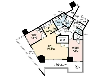 キャピタルマークタワー(2LDK/29階)の間取り写真