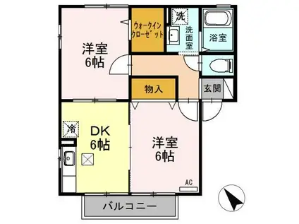 リヴィエールTOKI(2DK/1階)の間取り写真