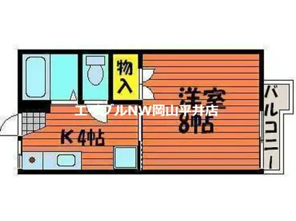 パールハイツB(1K/1階)の間取り写真