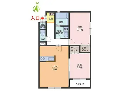 G-SOLEIL(2LDK/3階)の間取り写真