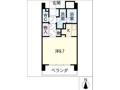 アブレスト原(1K/9階)の間取り写真