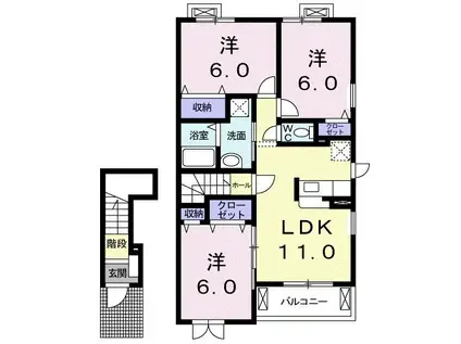セフィオ・グレースB(3LDK/2階)の間取り写真