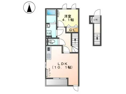 ユニソン(1LDK/2階)の間取り写真