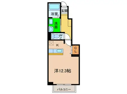 エスポワールA(ワンルーム/1階)の間取り写真