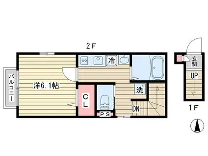 メゾン・ド・リヴェール(1K/2階)の間取り写真