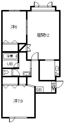 プレズィール春光A・B(2LDK/2階)の間取り写真