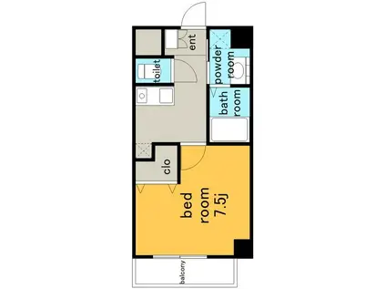 オリジン社が丘(1K/2階)の間取り写真