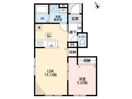 リーブルファイン久喜南(1LDK/1階)の間取り写真