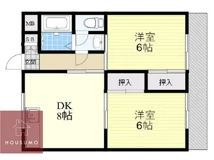 シャルム一条池(2DK/3階)の間取り写真