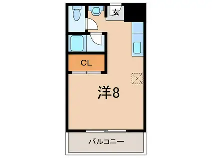 ハイツ甲風園(ワンルーム/3階)の間取り写真
