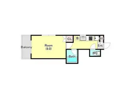 ロワール成瀬(1K/2階)の間取り写真