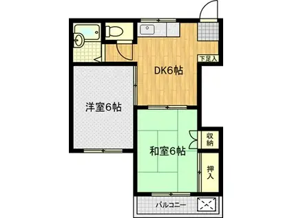 フォーレストミズノ(2DK/2階)の間取り写真