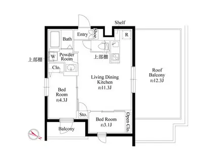 CASA PIAZZA 杉並和田(2LDK/4階)の間取り写真