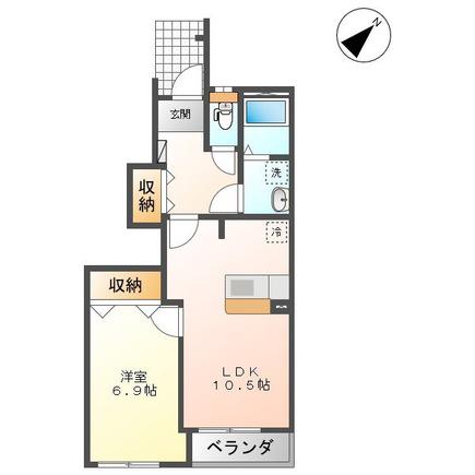 プレザント ヒル(1LDK/1階)の間取り写真