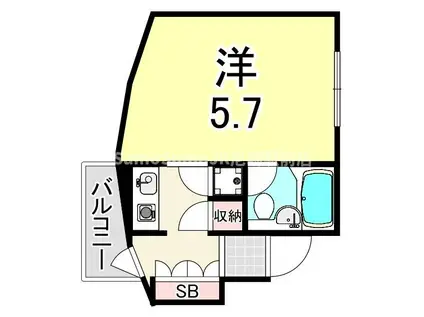 キューブ南塚口III(ワンルーム/3階)の間取り写真
