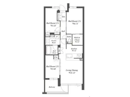 ザ・ケンジントン・レジデンス上池台(3LDK/1階)の間取り写真