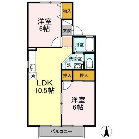 セジュールたさきA・B A(1LDK/1階)の間取り写真
