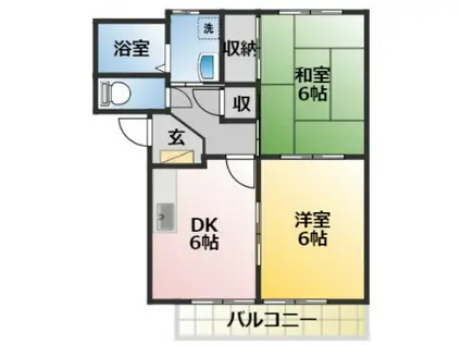 SURPLUSワイズハウスII(2DK/1階)の間取り写真