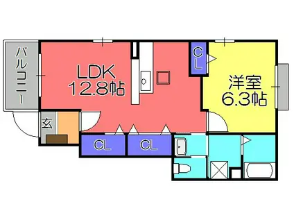 パインビレッジ90(1LDK/1階)の間取り写真