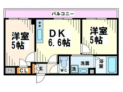 ベルヴィラージュ(2DK/1階)の間取り写真