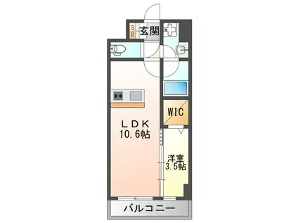 スプランディッドIX(1LDK/6階)の間取り写真