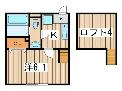セルキューブ(1K/2階)の間取り写真